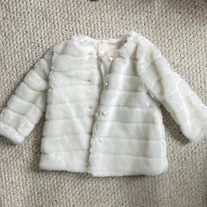 Janie & Jack ivory faux fur coat size 2T